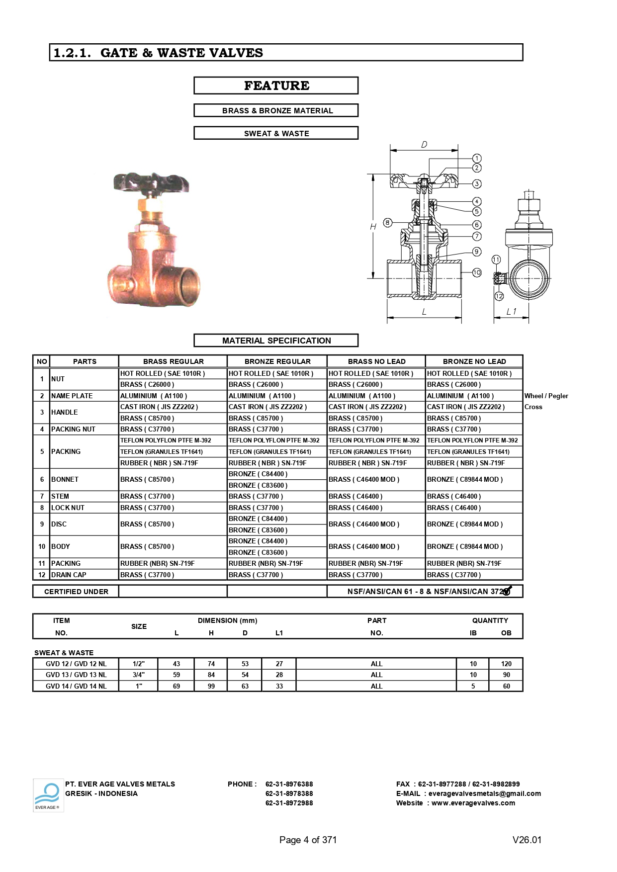 GATE & WATE VALVE - GVD 12 - GVD 14